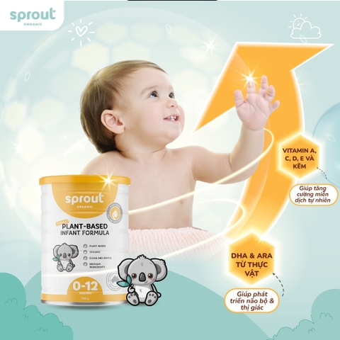Sữa Sprout Organic Plant Based Toddler Drink 700g Cho Bé Từ 0-12 Tháng Dị Ứng Đạm Sữa Bò