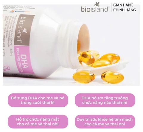 Bio Island DHA Cho Bà Bầu & Calcium Hữu Cơ 60 Viên – Bổ Sung DHA 210mg + Canxi Sữa Bò Hữu Cơ Hỗ Trợ Trí Não, Xương Thai Nhi Phát Triển Toàn Diện