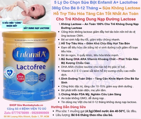 Sữa Bột Enfamil A+ Lactofree 380g Cho Bé 0-12 Tháng Dành Cho Trẻ Không Dung Nạp Đường Lactose 2026 – Enfamil A+ Lactofree Không Lactose Hỗ Trợ Tiêu Hóa Tăng Cân Khỏe Mạnh Cho Bé Dị Ứng Lactose Chính Hãng Mỹ Giá Rẻ