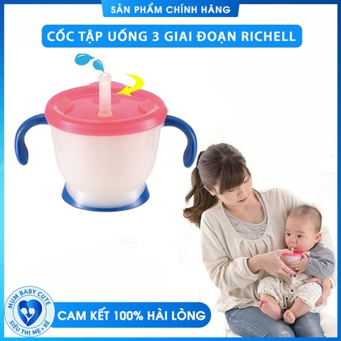 Cốc tập uống 3 giai đoạn Richell - Từ 6 tháng tuổi