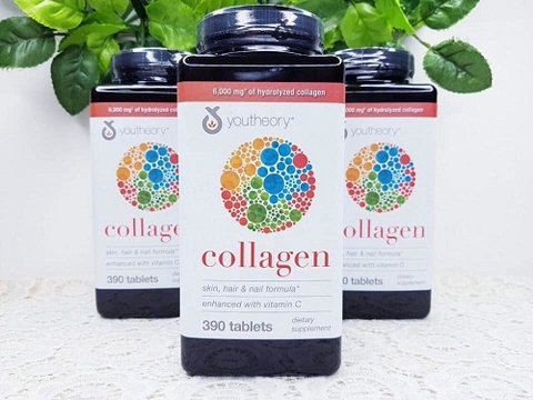 Viên uống đẹp da Collagen vitamin C chai 390 viên hãng Youtheory của Mỹ (mẫu mới)