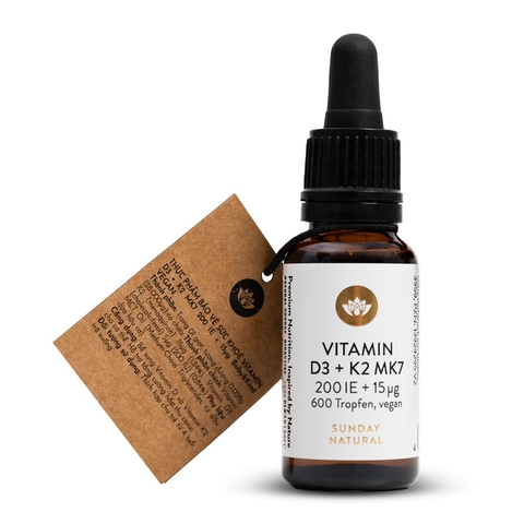 Vitamin D3 + K2 MK7 200 IU + 15µg Cho Trẻ Thuần Chay, 600 Giọt, 20ml – Bổ Sung Vitamin D3 K2 Tăng Chiều Cao, Xương Chắc Khỏe, Miễn Dịch Mạnh Từ Sơ Sinh