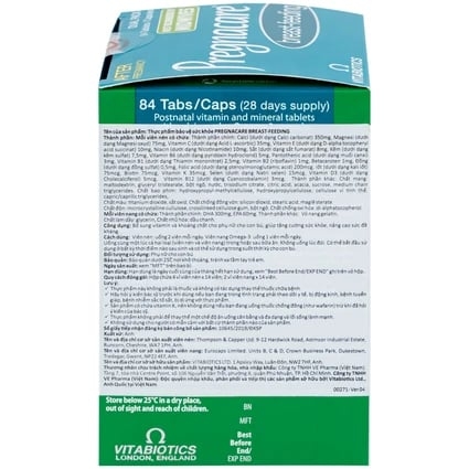 Vitabiotics Pregnacare Breast-Feeding Viên Uống Dành Cho Phụ Nữ Sau Sinh Hộp 56 Viên + 28 Viên Nang 2026 – Pregnacare Breast-Feeding Bổ Sung Vitamin Khoáng Chất Omega-3 DHA Hỗ Trợ Mẹ Sau Sinh Cho Con Bú Sức Khỏe Mẹ Khỏe Bé Phát Triển Toàn Diện Não Bộ Miễn Dịch An Toàn Không Gluten Không Lactose Chính Hãng Anh Giá Rẻ