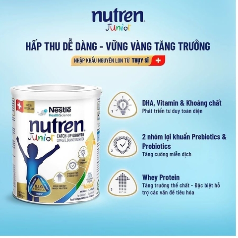 Sữa Nutren Junior 800g Cho Bé Suy Dinh Dưỡng Kém Hấp Thu 2026 – Sữa Dinh Dưỡng Cao Năng Lượng Bổ Sung Hoặc Thay Thế Bữa Ăn Hỗ Trợ Tăng Cân Khỏe Mạnh Cho Bé Ăn Uống Kém, Bé Bệnh Đang Hồi Phục, Còi Cọc Chính Hãng Nestlé Giá Rẻ