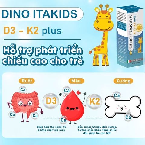 Dino Itakids D3 K2 Plus 10ml Bổ Sung Vitamin Hỗ Trợ Hấp Thu Canxi 2026 – Dino Itakids D3 K2 Plus Nhập Khẩu Ý Hỗ Trợ Phát Triển Chiều Cao Xương Răng Chắc Khỏe Cho Trẻ Sơ Sinh Từ 0 Tháng An Toàn Không Đường Không Chất Bảo Quản Chính Hãng Gia Tâm Pharma Giá Rẻ