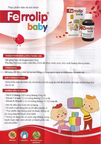 Siro Ferrolip Baby Bổ Sung Sắt Hỗ Trợ Tạo Hồng Cầu Hương Đào 30ml Dạng Nhỏ Giọt (Từ 0 Tháng) 2026 – Siro Bổ Sung Sắt Cho Bé Sơ Sinh Thiếu Máu Thiếu Sắt Tăng Cường Hấp Thu Sắt An Toàn Dễ Uống Chính Hãng Ý Giá Rẻ