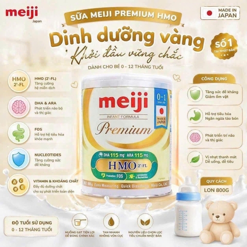 Sữa Meiji Infant Formula Premium 800g (0-12 Tháng) Có Tốt Không? Đánh Giá Toàn Diện Dưỡng Chất Vàng Cho Bé