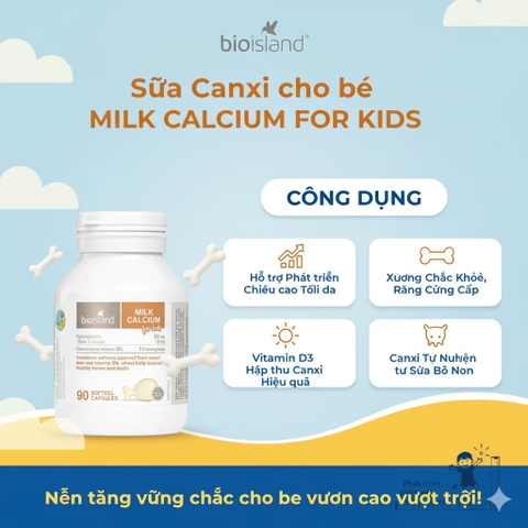 Sữa Canxi Bio Island For Kids – Bổ Sung Canxi Từ Sữa Bò Và Vitamin D3 Cho Trẻ Sơ Sinh Và Trẻ Nhỏ Xương Răng Khỏe Mạnh