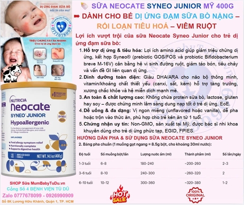 🌟 SỮA NEOCATE SYNEO JUNIOR CHO TRẺ DỊ ỨNG ĐẠM SỮA BÒ – CÔNG THỨC DINH DƯỠNG CHUYÊN BIỆT CHO TRẺ 1-10 TUỔI, HỖ TRỢ TIÊU HÓA & MIỄN DỊCH VƯỢT TRỘI! 🌟