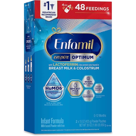 Sữa Bột Enfamil Enspire HuMO6 Nội Địa Mỹ Từ 0-12 Tháng Hộp Giấy 850G