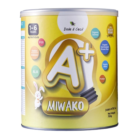 Sữa Hạt Thực Vật Hữu Cơ Miwako A+ Vị Vani 700g, 400g Cho Trẻ Từ 1-6 Tuổi Dị Ứng Đạm Sữa Bò