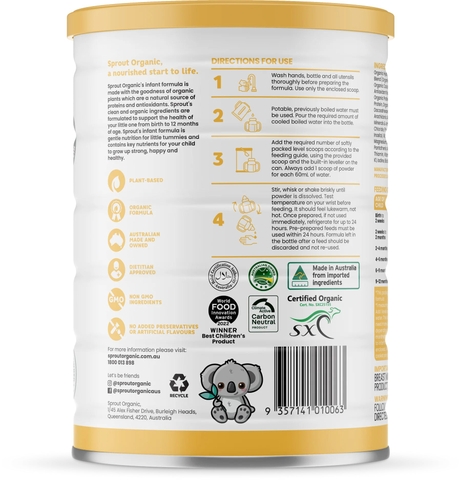 Sữa Sprout Organic Plant Based Toddler Drink 700g Cho Bé Từ 0-12 Tháng Dị Ứng Đạm Sữa Bò