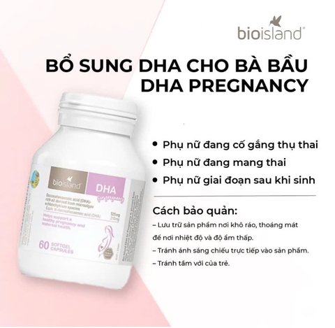 Bio Island DHA Cho Bà Bầu & Calcium Hữu Cơ 60 Viên – Bổ Sung DHA 210mg + Canxi Sữa Bò Hữu Cơ Hỗ Trợ Trí Não, Xương Thai Nhi Phát Triển Toàn Diện