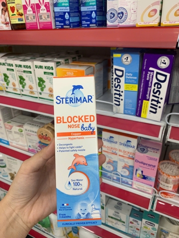 Xịt Mũi Cá Heo Cam Sterimar Blocked Nose Baby 100ml Cho Trẻ Từ 3 Tháng Đến 3 Tuổi 2026 – Xịt Mũi Muối Biển Ưu Trương Sterimar Blocked Nose Baby Điều Trị Tắc Mũi Ngạt Mũi Sổ Mũi Làm Sạch Dịch Nhầy Hỗ Trợ Thở Dễ Dàng An Toàn 100% Tự Nhiên Chính Hãng Pháp Giá Rẻ
