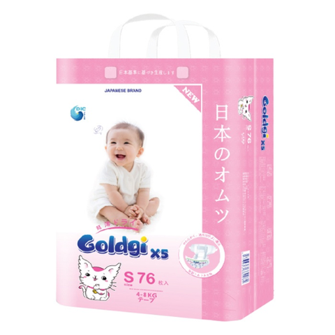 Bỉm Tã dán Goldgi X5 size S 76 miếng (cho bé 4 - 8kg)