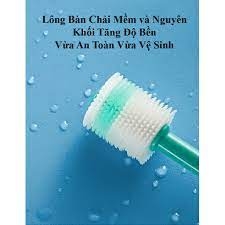 Bàn chải đánh răng siêu mềm cho bé xoay 360 độ mẫu mới, Bàn chải cầm tay cho trẻ từ 1 tuổi có vách ngăn an toàn