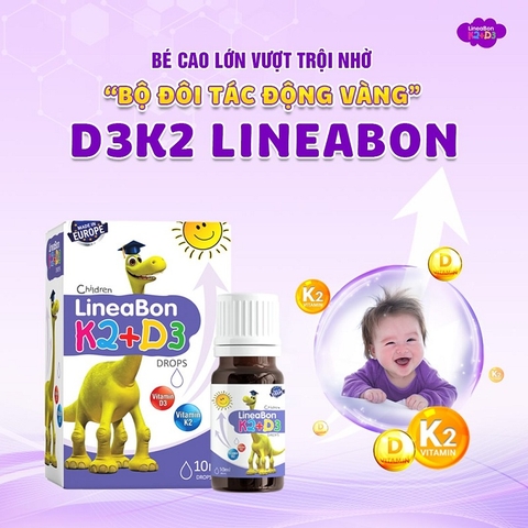 Siro Bổ Sung Vitamin Tăng Chiều Cao Cho Bé Lineabon K2+D3 Ergopharm 10ml