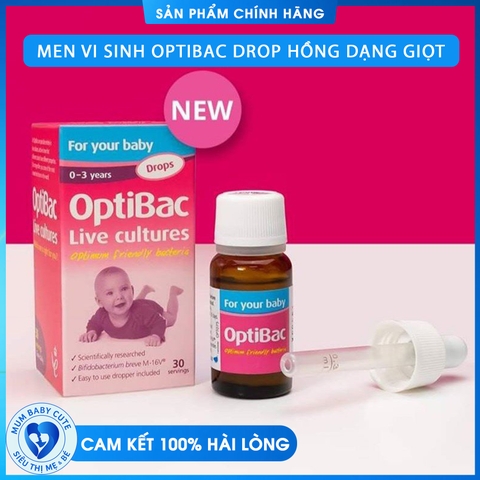 Men vi sinh optibac drop hồng dạng giọt hàng chính hãng ANH QUỐC