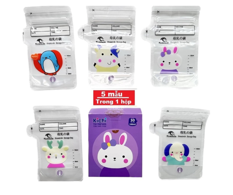 Túi Túi Zip Trữ Sữa Đựng Sữa Mẹ 100ml Kichilachi Cảm Biến Nhiệt Hộp 30 Túi