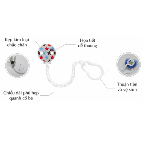Dây đeo ti giả NUK Ngôi sao NU28047 Đức