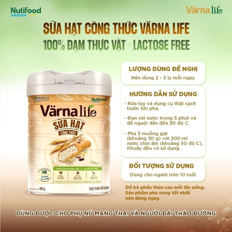 Sữa Hạt Varna Life Nutifood Lactose Free 800g 2026 – Sữa Hạt Dinh Dưỡng Hữu Cơ Không Lactose Hỗ Trợ Tiêu Hóa Tăng Cường Miễn Dịch Phát Triển Toàn Diện Chính Hãng Nutifood Việt Nam 