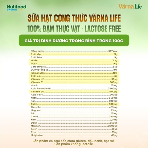 Sữa Hạt Varna Life Nutifood Lactose Free 800g 2026 – Sữa Hạt Dinh Dưỡng Hữu Cơ Không Lactose Hỗ Trợ Tiêu Hóa Tăng Cường Miễn Dịch Phát Triển Toàn Diện Chính Hãng Nutifood Việt Nam 