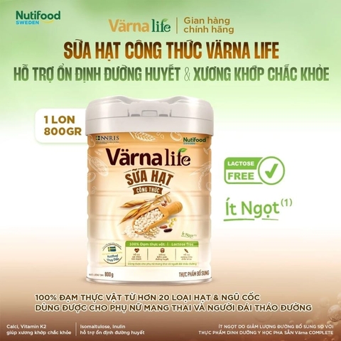 Sữa Hạt Varna Life Nutifood Lactose Free 800g 2026 – Sữa Hạt Dinh Dưỡng Hữu Cơ Không Lactose Hỗ Trợ Tiêu Hóa Tăng Cường Miễn Dịch Phát Triển Toàn Diện Chính Hãng Nutifood Việt Nam 