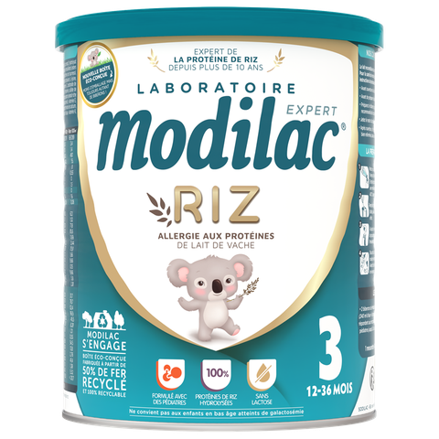 Sữa bột đạm gạo Modilac Expert Riz 3 dành cho trẻ bị ứng đạm bò, bất dung nạp lastose từ 12-36tháng - 800g