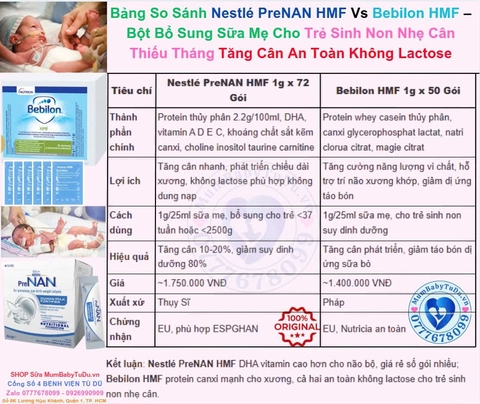 Bebilon HMF Chính Hãng – Bột Bổ Sung Sữa Mẹ Cho Trẻ Sinh Non Nhẹ Cân Thiếu Tháng Suy Dinh Dưỡng Tăng Cân An Toàn Không Lactose Không GMO Protein Thủy Phân Vitamin Khoáng Chất Hộp 50 Gói 1g/Gói