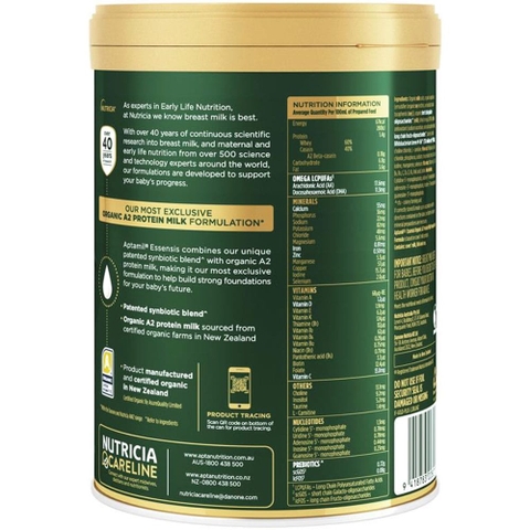 Sữa Aptamil Essensis Úc Số 1 900g – Dinh Dưỡng Hữu Cơ Đạm A2 Cho Bé 0-6 Tháng