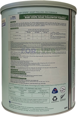 Sữa Dê Baby Steps Số 2 Lon 900g Cho Trẻ Từ 6-12 Tháng Dị Ứng Đạm Sữa Bò 2026 – Sữa Dê Baby Steps Không Đạm Sữa Bò Không Lactose An Toàn Tăng Cân Hỗ Trợ Tiêu Hóa Miễn Dịch Chính Hãng New Zealand 