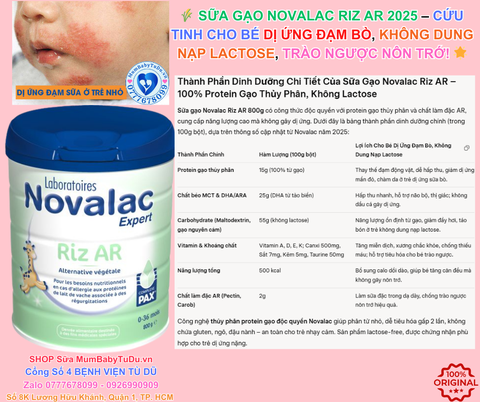 Sữa Gạo Novalac Riz AR Chính Hãng 2025: Review Chi Tiết, Giá Bán, Thành Phần, Lợi Ích, Cách Pha Cho Bé Dị Ứng Đạm Sữa Bò, Không Dung Nạp Lactose, Trào Ngược Nôn Trớ