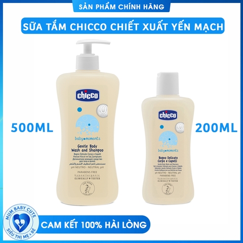 Sữa Tắm Gội Chicco Chiết Xuất Yến Mạch 0M+ (200ml - 500ml)