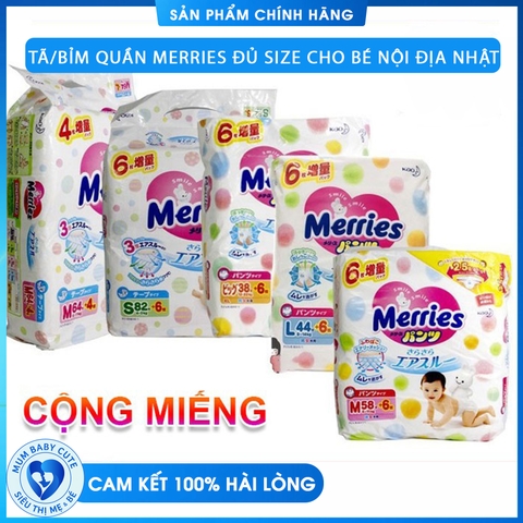 Tã/bỉm quần Merries Đủ Size cho bé NỘI ĐỊA NHẬT BẢN