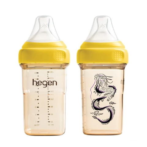 Bình sữa Hegen Dragon 240ml núm ti size M từ 3 – 6 tháng PPSU (Rồng Vàng)