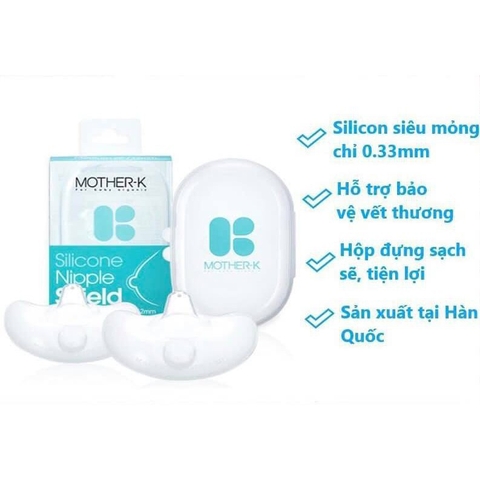 Trợ ti silicone Mother-K Hàn Quốc chất liệu silicone mềm, bám dính tốt có kèm hộp
