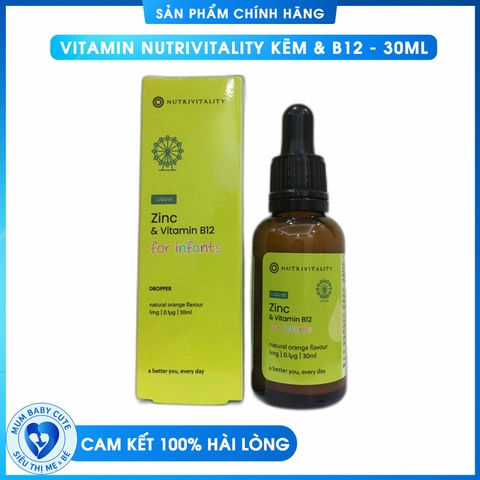 Vitamin Nutrivitality Kẽm & B12 Cho bé - 30ML