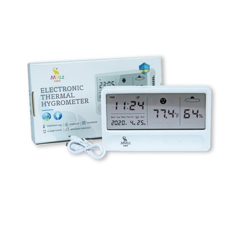🌡️ Nhiệt Ẩm Kế Trong Nhà Moaz Bébé MB – 016 – Đo Nhiệt Độ, Độ Ẩm, Xem Ngày Giờ Chính Xác Cho Cả Gia Đình