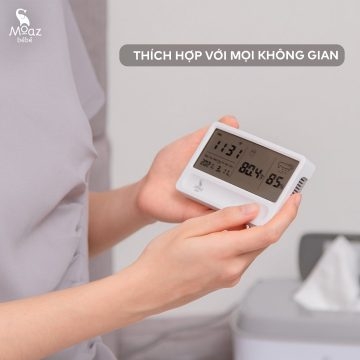 🌡️ Nhiệt Ẩm Kế Trong Nhà Moaz Bébé MB – 016 – Đo Nhiệt Độ, Độ Ẩm, Xem Ngày Giờ Chính Xác Cho Cả Gia Đình