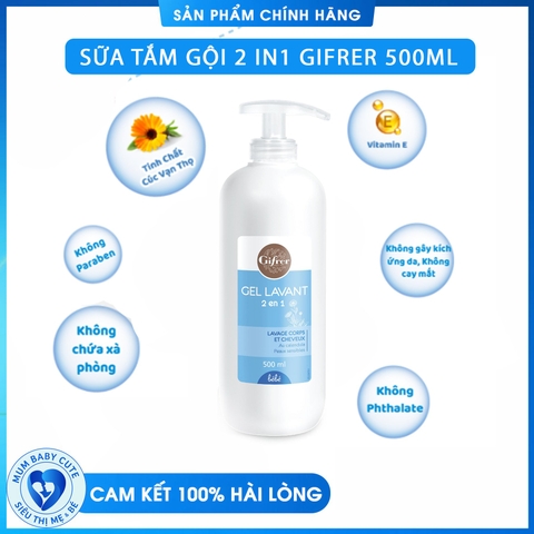 Sữa tắm gội cho bé Gifrer Gel Lavant 2 in 1 ( 500ml ) PHÁP