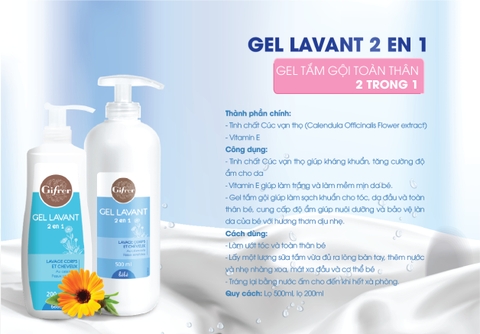 Sữa tắm gội cho bé Gifrer Gel Lavant 2 in 1 ( 500ml ) PHÁP