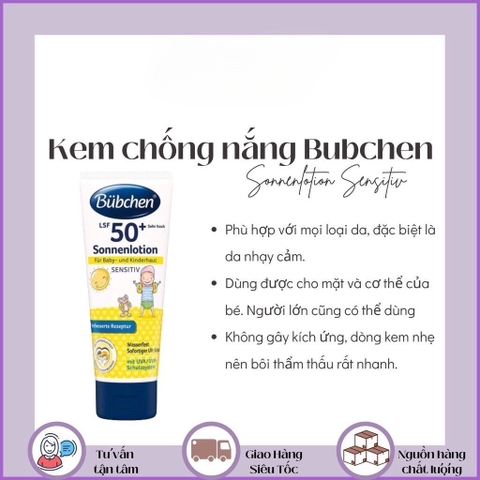 Kem chống nắng/ chống tia UVA, UVB dành cho em bé có làn da nhạy cảm - Bübche