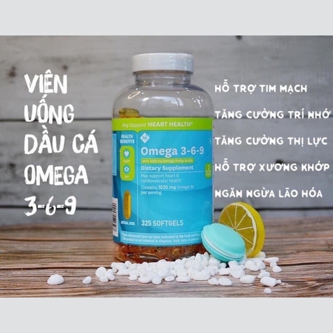 Viên uống Member's Mark Omega 3-6-9 Supports Heart Health 325 viên của Mỹ omega 369