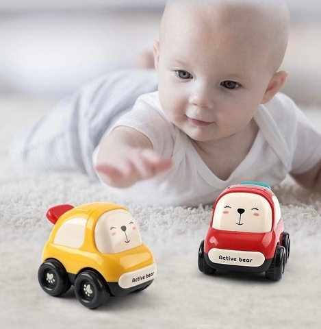 Xe đồ chơi quán tính hình gấu dễ thương, chất liệu nhựa ABS cao cấp an toàn cho bé