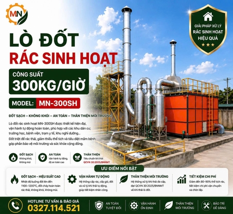 Lò đốt rác thải 300kg/giờ