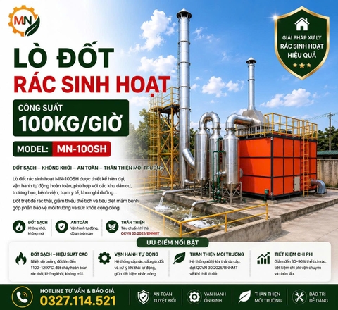 Lò đốt rác thải 100kg/giờ