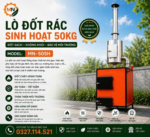 Lò đốt rác thải sinh hoạt 50kg/giờ