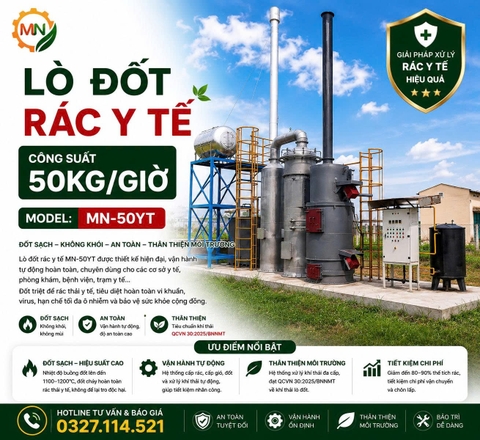 Lò đốt rác thải y tế 50kg/giờ