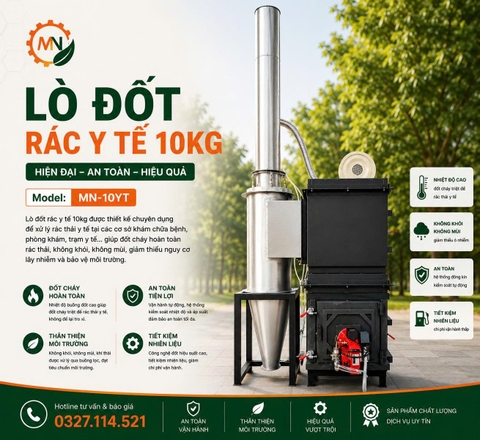 Lò đốt rác thải y tế 10kg/giờ