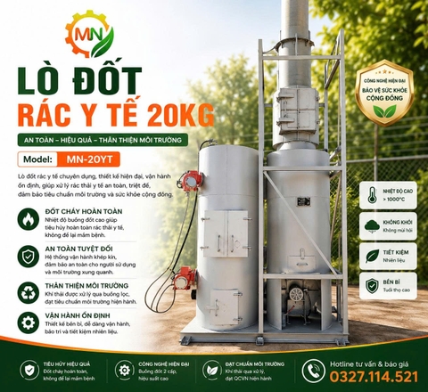 Lò đốt rác thải y tế 20kg/giờ